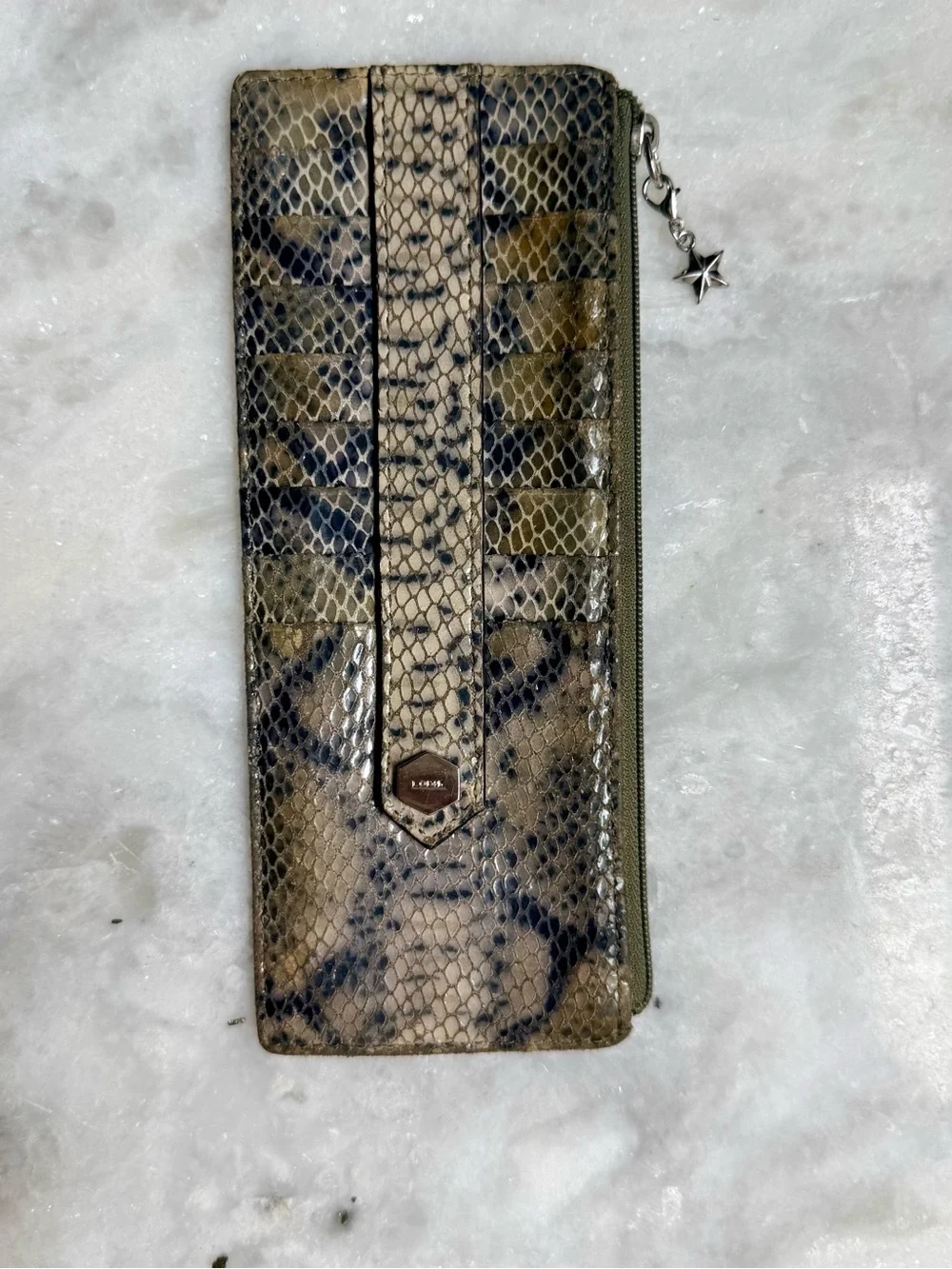 Lodis Julia Long Stacker Leather Card Case - Multicolored Python / Snake Print